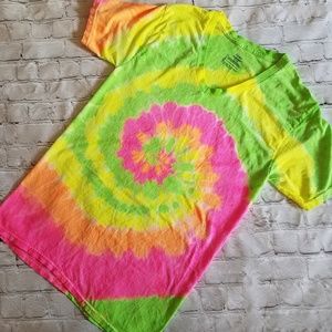 Black Light Reactive Spiral Tie Dye V-neck T-shirt